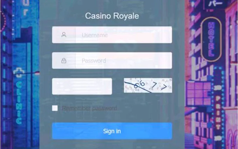 High5 Casino login screen on a casino account page